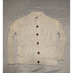 Vtg Fantastic Brand Off White Cream‎ Button Knit Cardigan Womens Medium